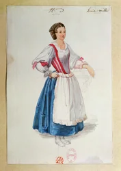 Kostym för Luisa Miller av Giuseppe Verdi, skiss