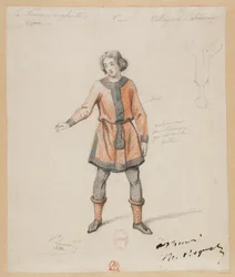 Gounod - Den blodiga nunnan - Fyra kostymmodeller av Paul Lormier - 1. Bohemisk bybo