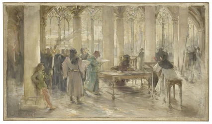 Skiss till rättssalen i Paris handelsdomstol: Le livre des métiers, cirka 1891 (blyerts, olja på duk)