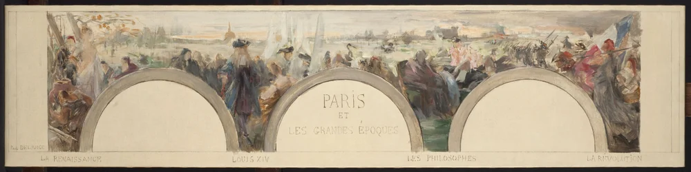 Skiss till entréhallen i Hôtel de ville de Paris: Paris och de stora epokerna