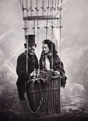 Paul Nadar och hans hustru i luftballongens korg