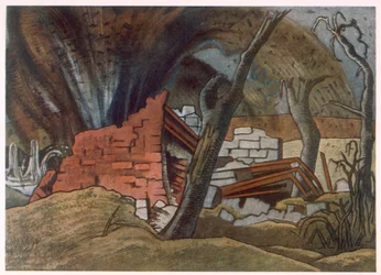 Shell Bursting, från brittiska artister vid fronten, fortsättning på västfronten, del tre, Paul Nash