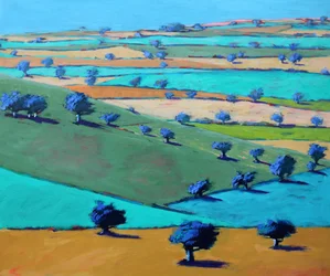 Cotswold Way, From Broadway #2, 2022 (akryl på kartong)