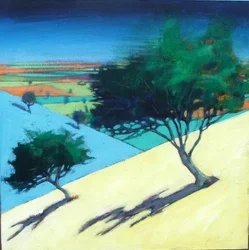 Hillside (akryl på kort)