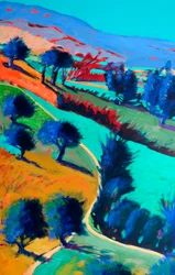 Looking West #4 (detalj), 2024 (akryl på kartong)