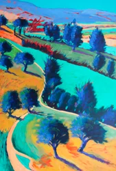 Looking West #5 (detalj), 2024 (akryl på kartong)