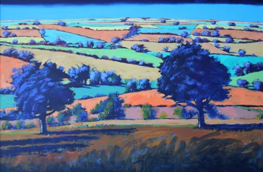 Teme Valley höst (akryl ombord)