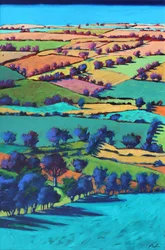 Teme Valley summer I (akryl ombord)