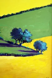 Vitbladig ek närbild 9 (akryl ombord)