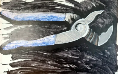 Skiftnyckel, 2024 (akryl på papper)