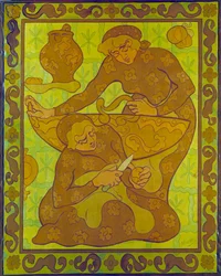 Apple Peelers Tapestry av Paul Ranson (1864-1909) 1900-talets privata samling