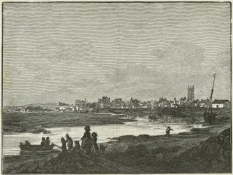 Cardiff från söder (gravyr)