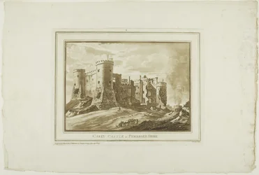 Carey Castle i Pembroke Shire, från tolv vyer i Aquatinta från teckningar tagna på plats i södra Wales