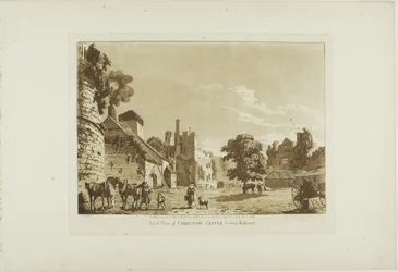 Insida av Chepstow Castle mot öster, plansch fem från Twelve Views in Wales