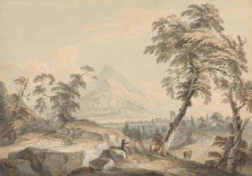 Italienskt landskap med resenärer, nr 1
