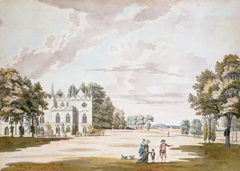 The South Front of Strawberry Hill, 1700-talet (wc, penna och bläck på papper)