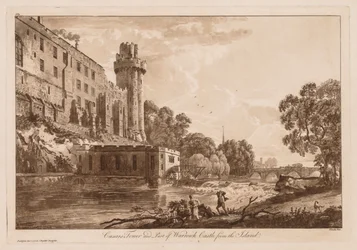 Utsikt över Warwick Castle: Caesars ägare och del av Warwick Castle från ön