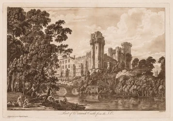 Utsikt över Warwick Castle: En del av Warwick Castle från sydost, 1776.