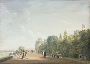 Windsor Castle: North Terrace Looking East, with Elegant Figures, 1803