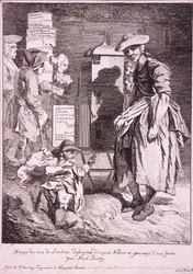 Kvinna med en sällsynt show, Cries of London, 1760