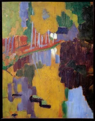 Talismanen, kärleksskogen. Reflektion av ett trä i vatten. Målning av Paul Serusier (1863 - 1927)
