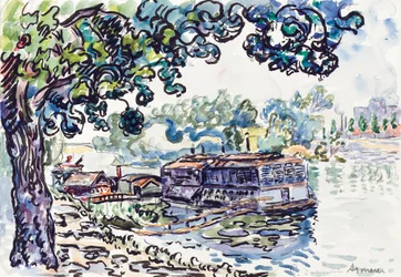 Asnières, ca 1900-05 (w/c, pensel och svart bläck över penna på papper)