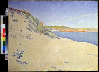 ""Seaside at Saint Briac sur mer in Ille et villaine"" (Stranden vid Saint-Briac. Op. 212 (Sandstrand)) Målning av Paul Signac (1863-1935) 1890 Pointillism Dim. 65x81 cm Pouchkine Museum, Moskva