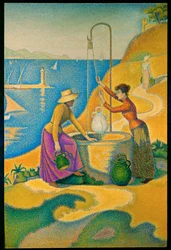 Kvinnor vid brunnen (olja på duk)