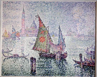 Den gröna slöjan, Venedig. Målning av Paul Signac (1863-1935)