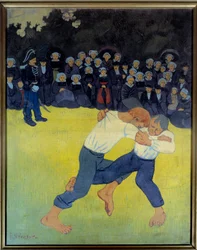 Den bretonska kampen Målning av Paul Serusier (1863-1927) 1890 Sön. 0,92x0,73 m Paris, Orsay-museet