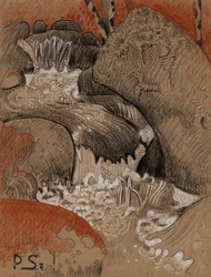 Klipporna i Huelgoat, ca 1892 (kol, röd- och vitkrita)
