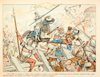 Illustration hämtad från boken "" Joan of Arc "" av Theodore Cahu och illustrerad av Paul De Semant (1855-1915): Den 4 maj