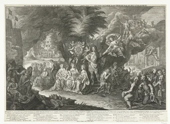 Allegori om kung Vilhelm III som Bringer of Peace in Europe, 1697 Fred återställd i Europa av kung William III / Anno 1697 / La Paix retablie dans l