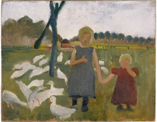 Barn med gäss