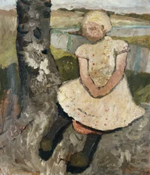 Barn som sitter under ett träd; Barn sittande under ett träd, ca 1905