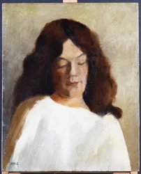 Ung kvinna med ner hår, ca 1897