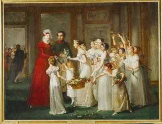 Ärkehertiginnan Marie Louise anländer till galleriet på slottet Compiegne ...