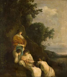 Faraos dotter upptäcker Moses i rusningskorgen, ca 1635-1638 (olja på duk)