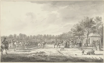 Revy av kavalleriet av Prins William V på Malieveld i Haag, 1770