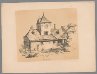 Utsikt över ett hus på landet i Ixelles Ixelles (titel på objekt) Pittoreska ansikten av Paulus Lauters (serietitel) Etrennes pittoresques pour 1839, par Lauters (serietitel)