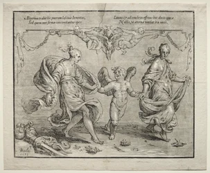 Amor dansar med två allegoriska kvinnor, 1612.