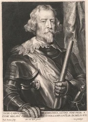 Dom Charles de Columna från Cons. Det står Prim. en kubik Reg. Matis Cath. Mästare på fältet Gnalis i. Belgien Etc