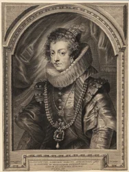 Porträtt av drottning Elisabet av Bourbon [Isabel de Borbón y Médicis]