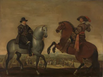 Prinsarna Maurits och Frederik Hendrik till häst, ca 1630-1635 (olja på duk)
