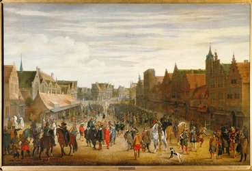 Prins Maurice av Nassau upplöser stadsmilisen i Utrecht, Nederländerna