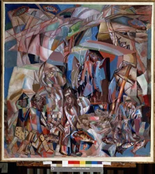""Fiskebåten"" (En fiskebåt) Målning av Pavel Nikolajevitj Filonov (1883-1941) 1913-1914 Ryska statens museum, Sankt Petersburg