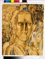 Victor av staden. (Stadens segrare). Verk av Pavel Nikolajevitj Filonov (1883-1941), akvarell på kartong