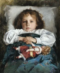 Barn med en docka av Trubetskoy (Troubetzkoy), Prins Pavel (Paul) Petrovich (1866-1938)