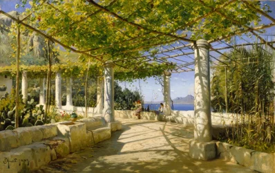 Pergola på Capri med utsikt över Vesuvius