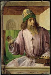Porträtt av Aristoteles, grekisk filosof.
